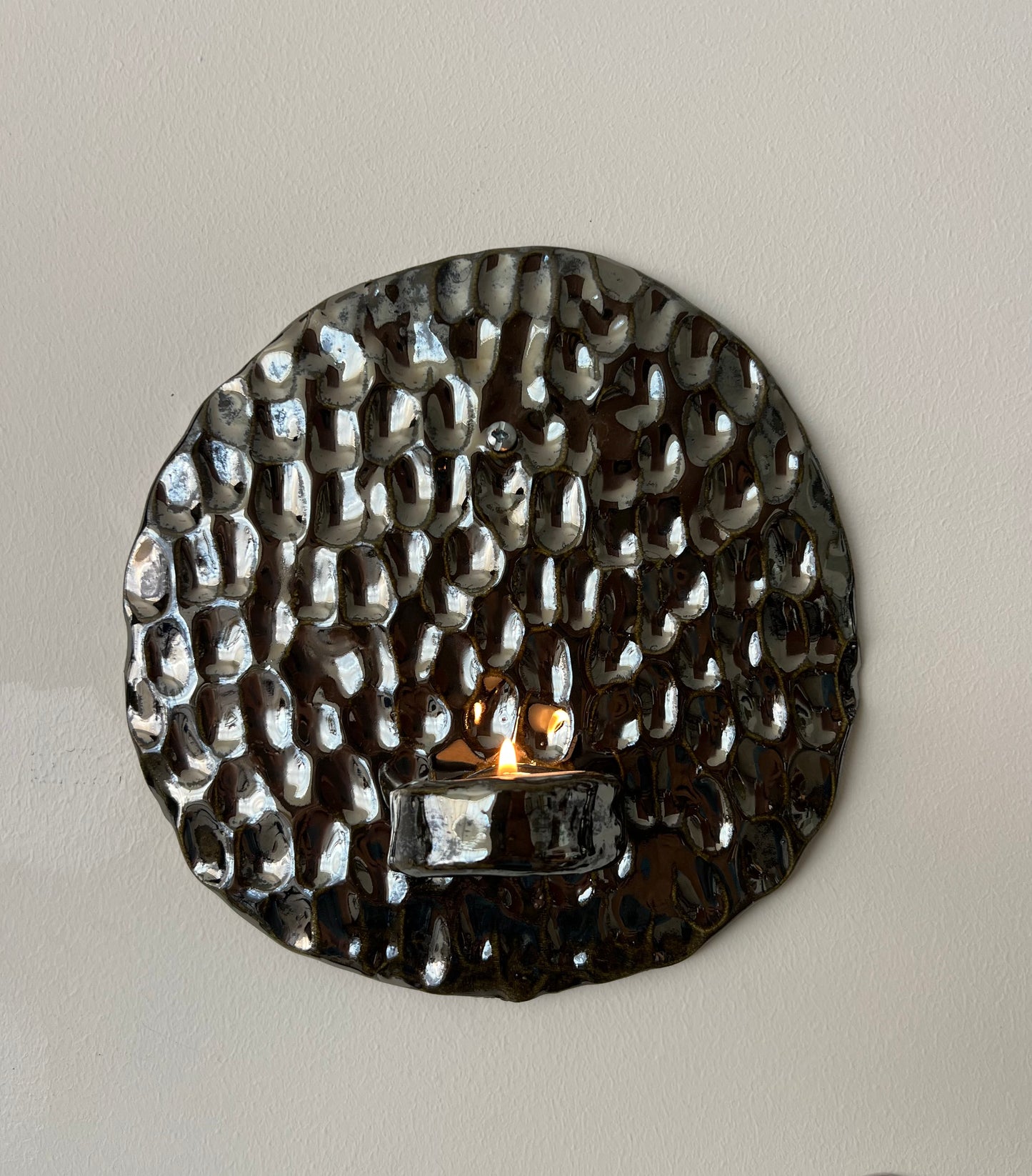 Textured Chrome Tea Light Sconce