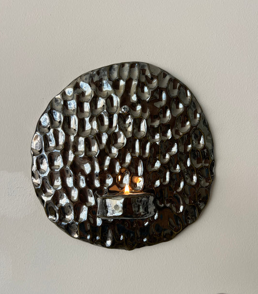 Textured Chrome Tea Light Sconce