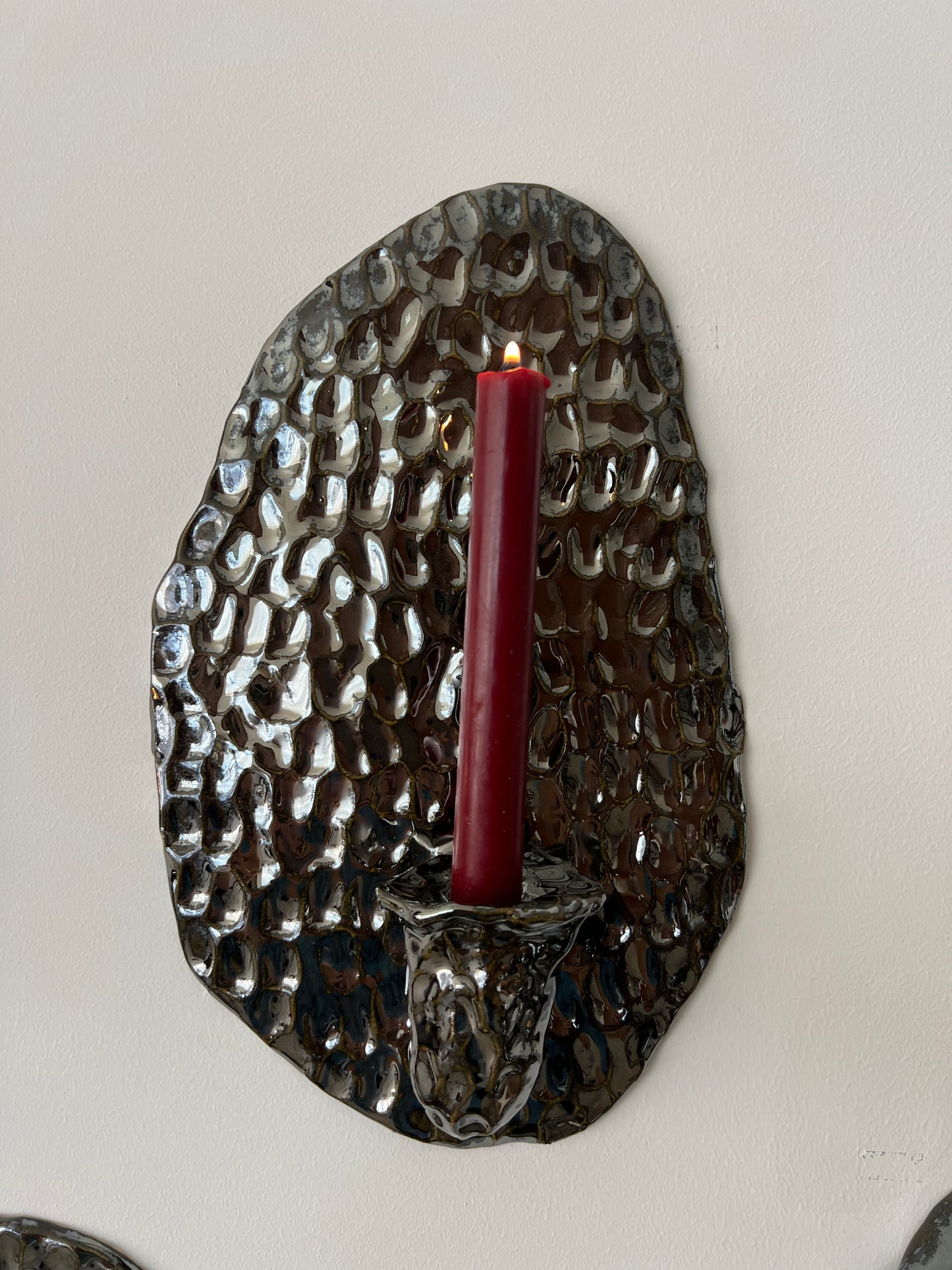 Textured Chrome Candle Sconce