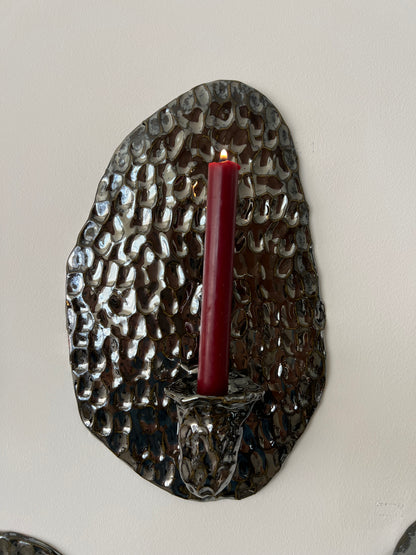 Textured Chrome Candle Sconce