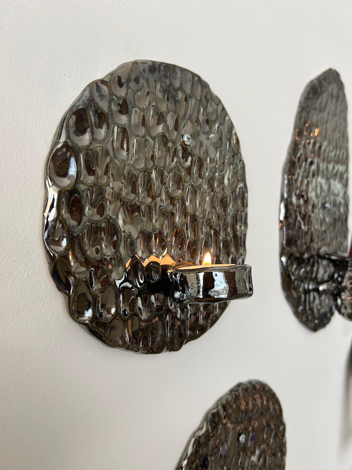 Textured Chrome Tea Light Sconce