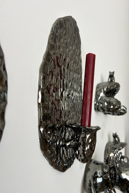 Textured Chrome Candle Sconce